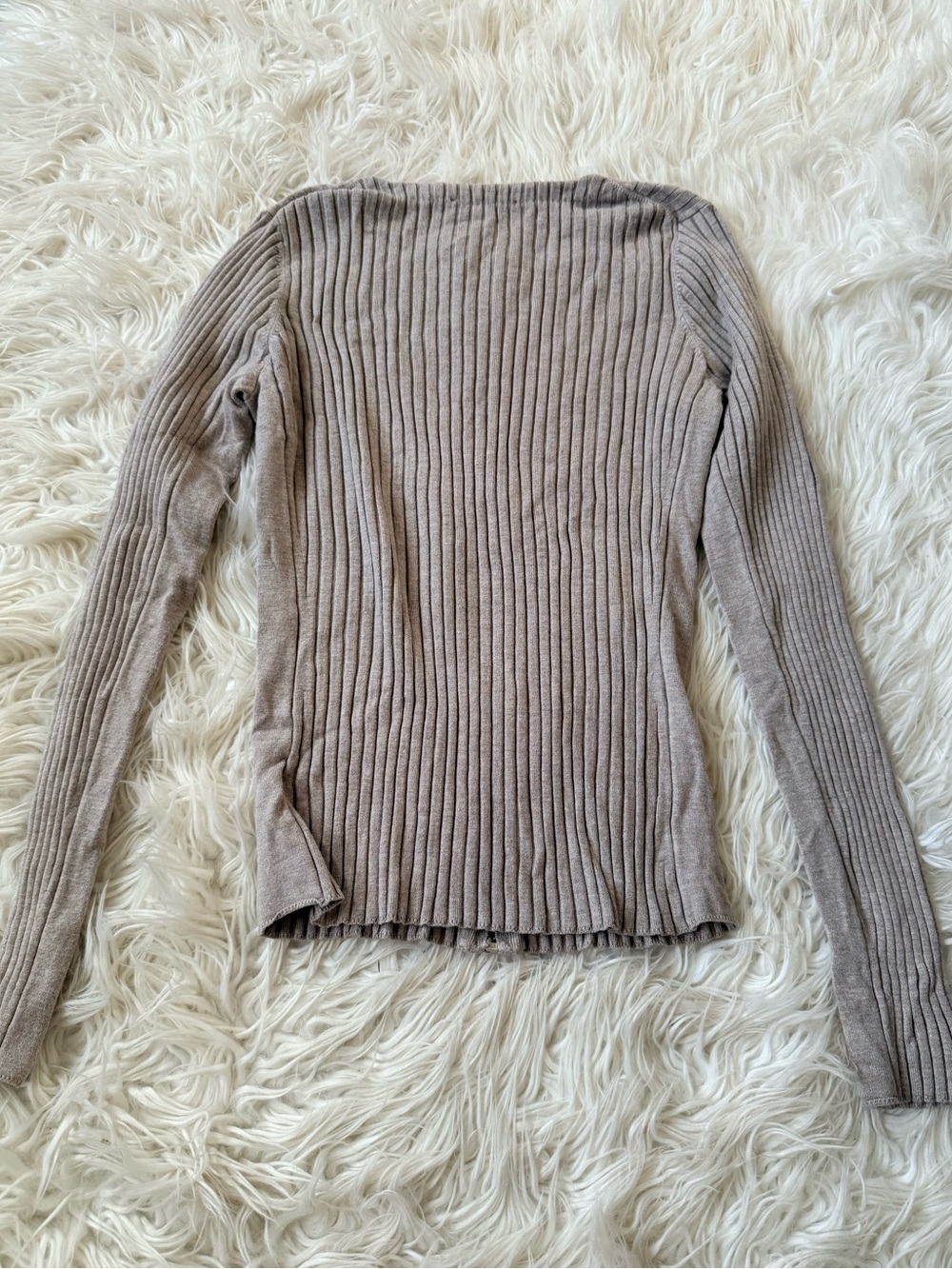 Express Zip-Front Ribbed Sweater - Taupe - Picture 4 of 5